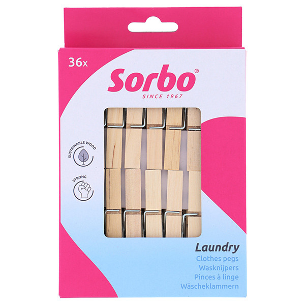 Sorbo Wasknijpers Hout (36 stuks)  SSO04131 - 1