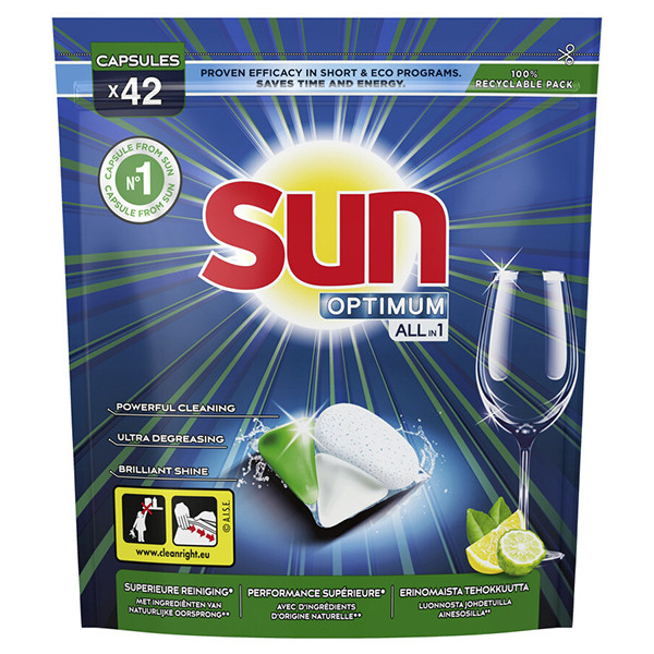 Sun Optimum All-In-1 Vaatwascapsules Citroen (42 vaatwasbeurten)  SSU00154 - 1