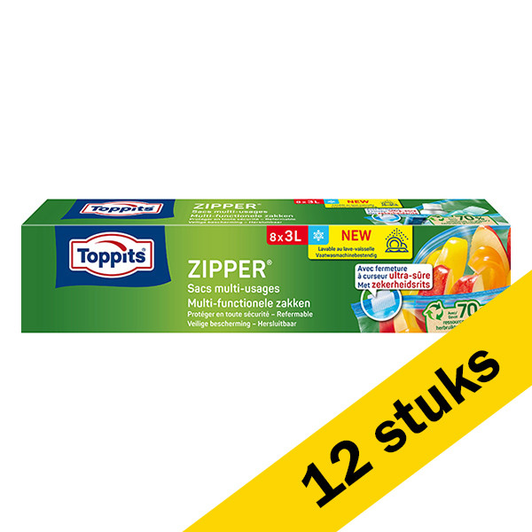 Toppits Aanbieding: Toppits Multi functionele Zipper zakjes | 3 liter | 12 x 8 zakjes  STO05015 - 1