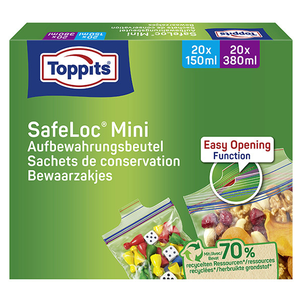 Toppits Safeloc Mini Zip-Zakjes | 150 ml + 380 ml | 20 + 20 zakjes  STO05010 - 1