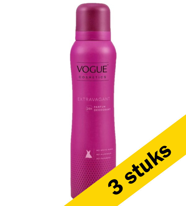Vogue Aanbieding: 3x Vogue deodorant spray for her - Extravagant (150 ml)  SVO05042 - 1
